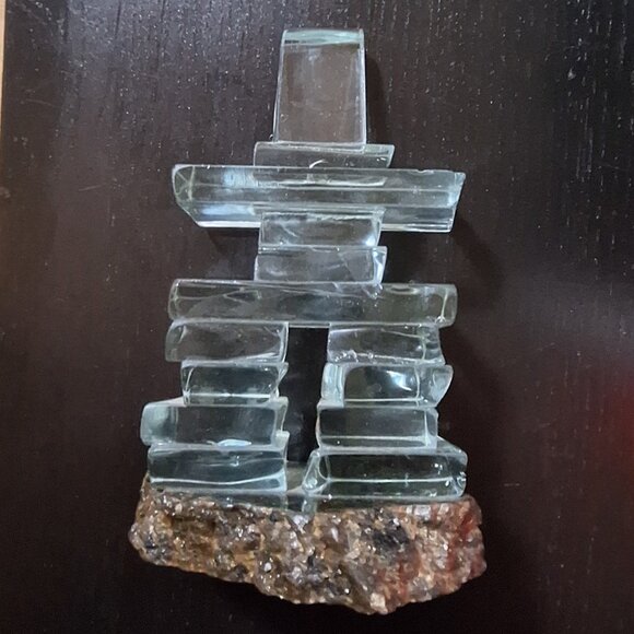 GLASS AND GRANITE 7 INCH TALL INUKSHUK HEAVY - Picture 1 of 7